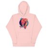 Royal elephant with crown line art illustration on a soft pullover hoodie, shown in multiple colorways including bone and sky blue