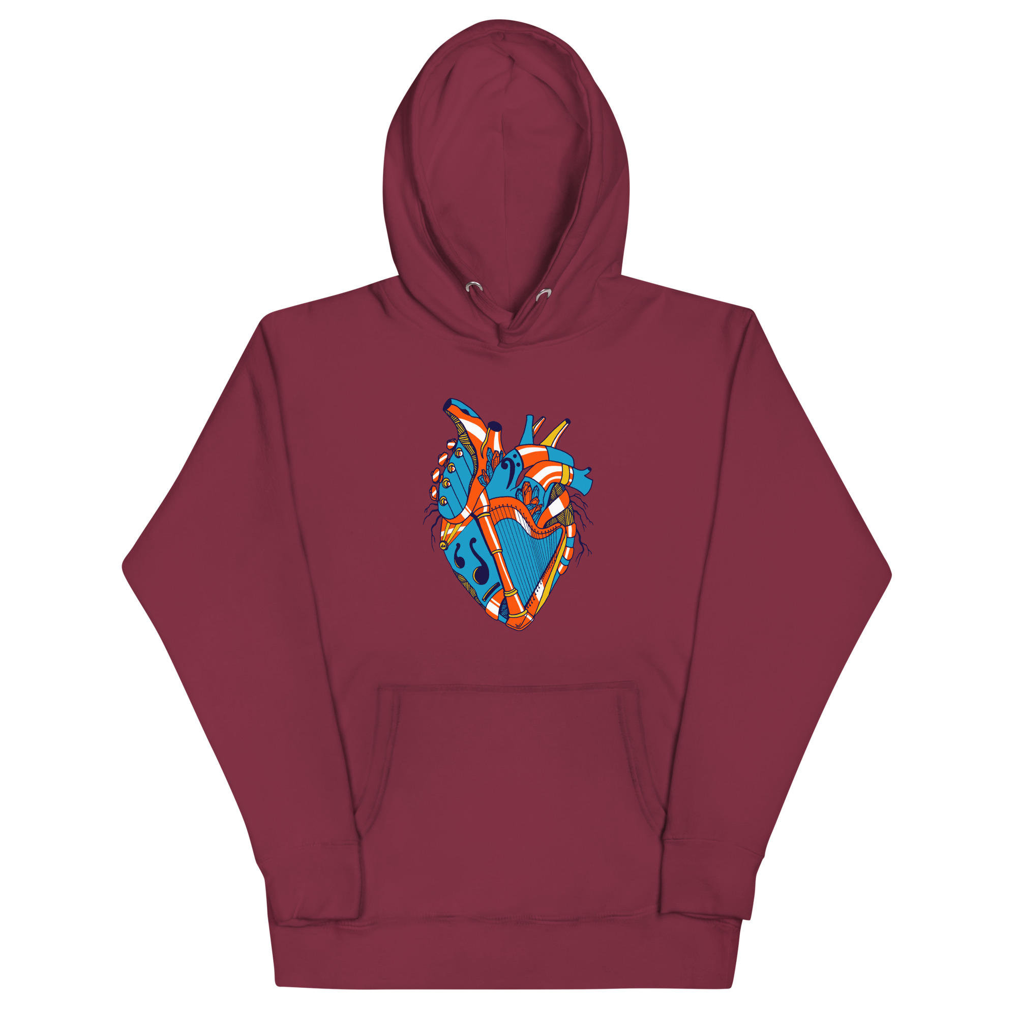Orange and Blue Musical Heart No. 2 - Human Heart Hoodie - Image 5