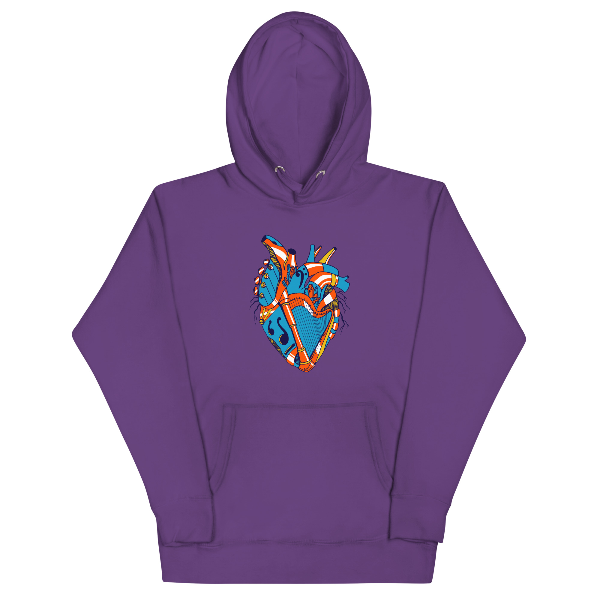 Orange and Blue Musical Heart No. 2 - Human Heart Hoodie - Image 7