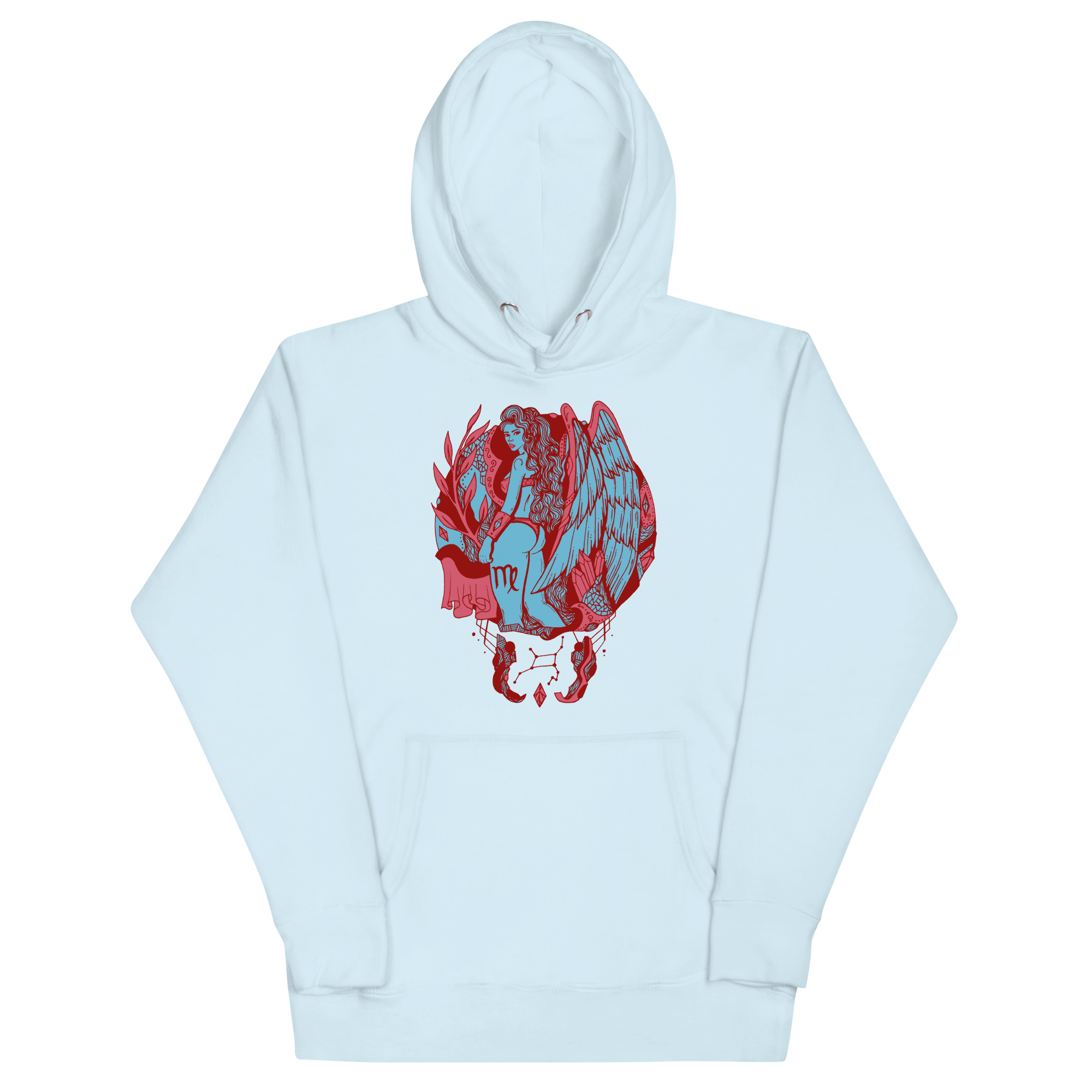 Pastel Blue Virgo Hoodie – Zodiac Art Streetwear Pullover - Image 6