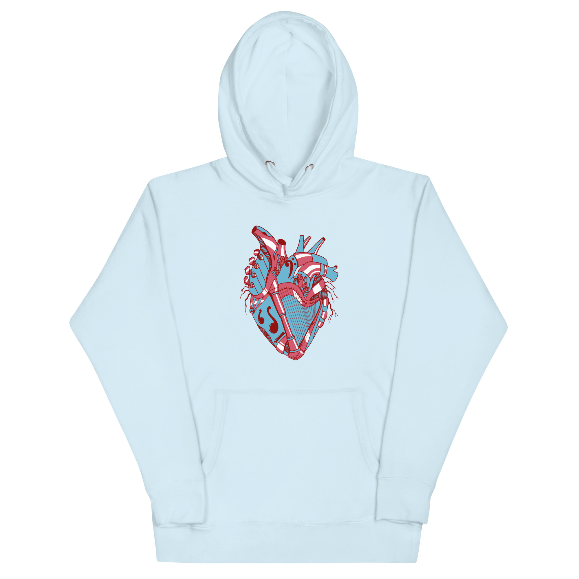 Pastel Blue Musical Heart No. 2 - Human Heart Hoodie - Image 6