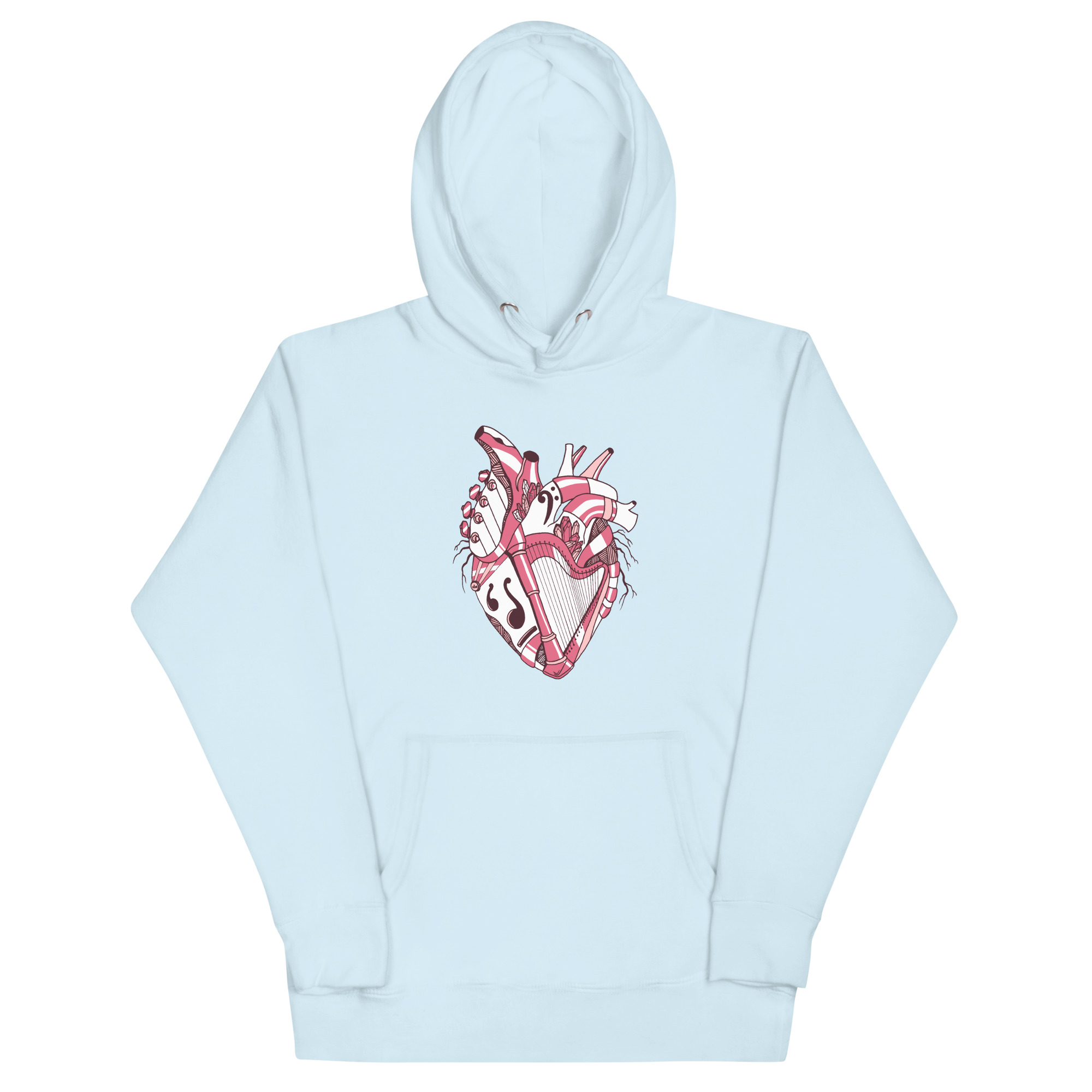 Pink and White Musical Heart No. 2 - Human Heart Hoodie - Image 6