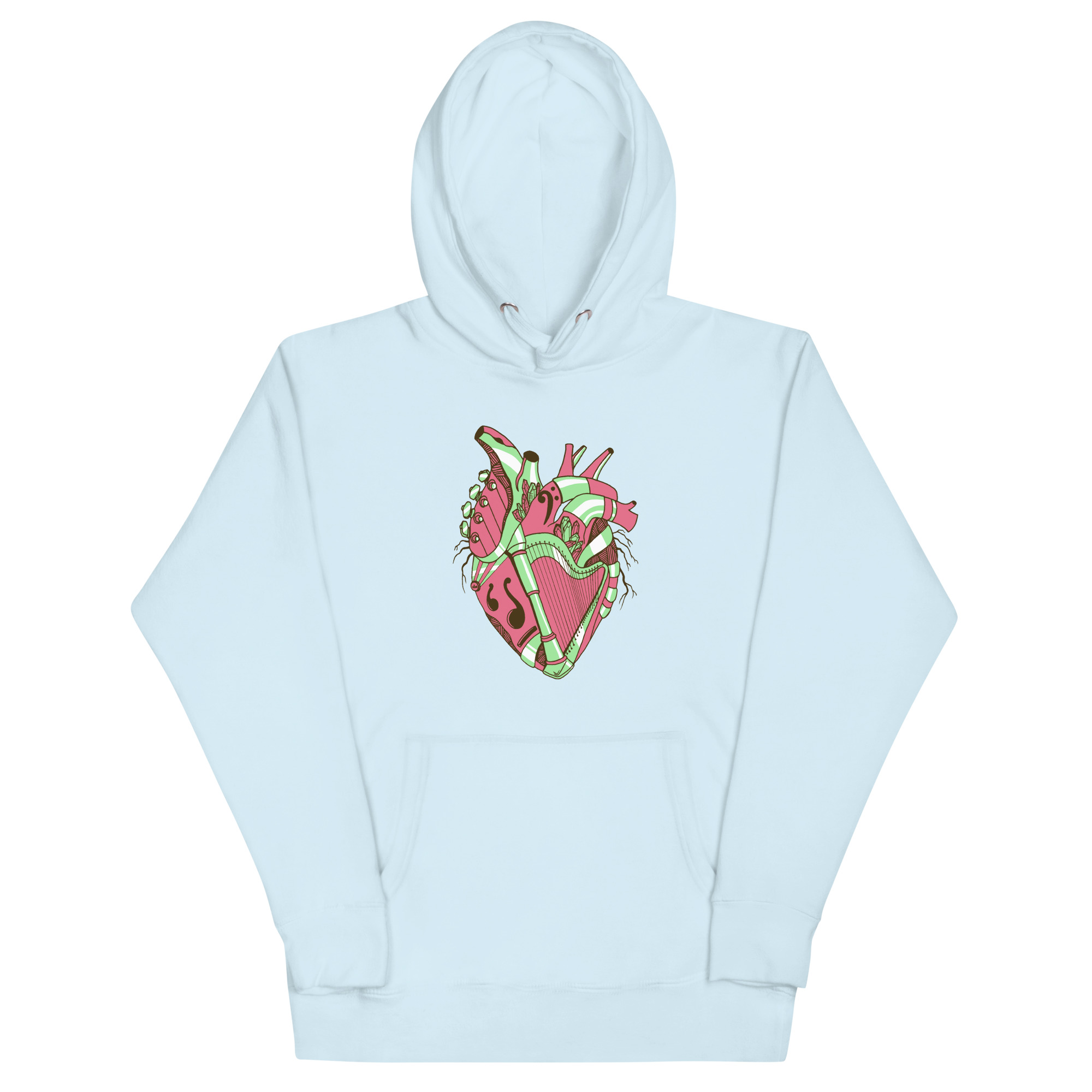 Pink and Green Musical Heart No. 2 - Human Heart Hoodie - Image 6