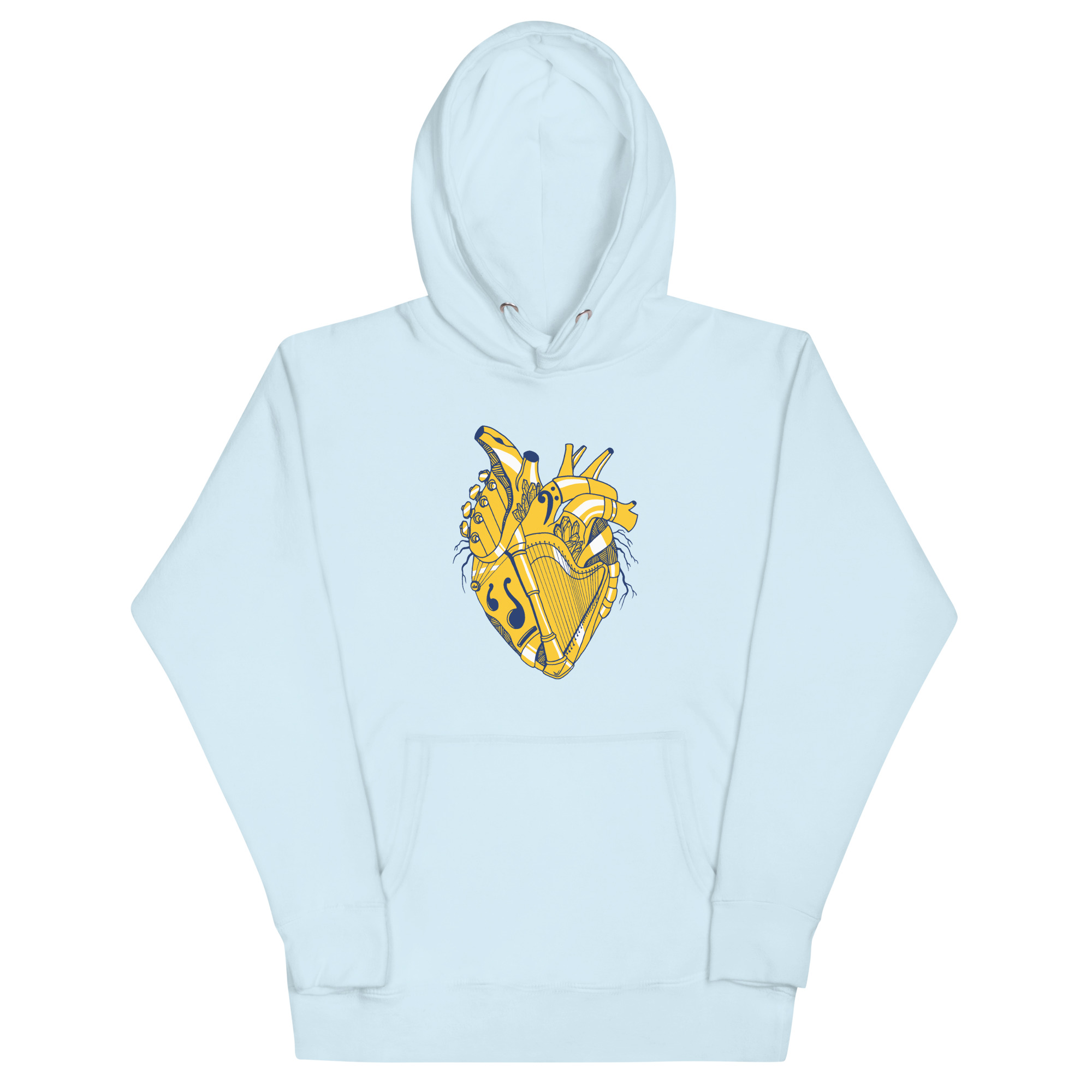 Navy Yellow Musical Heart No. 2 - Human Heart Hoodie - Image 6