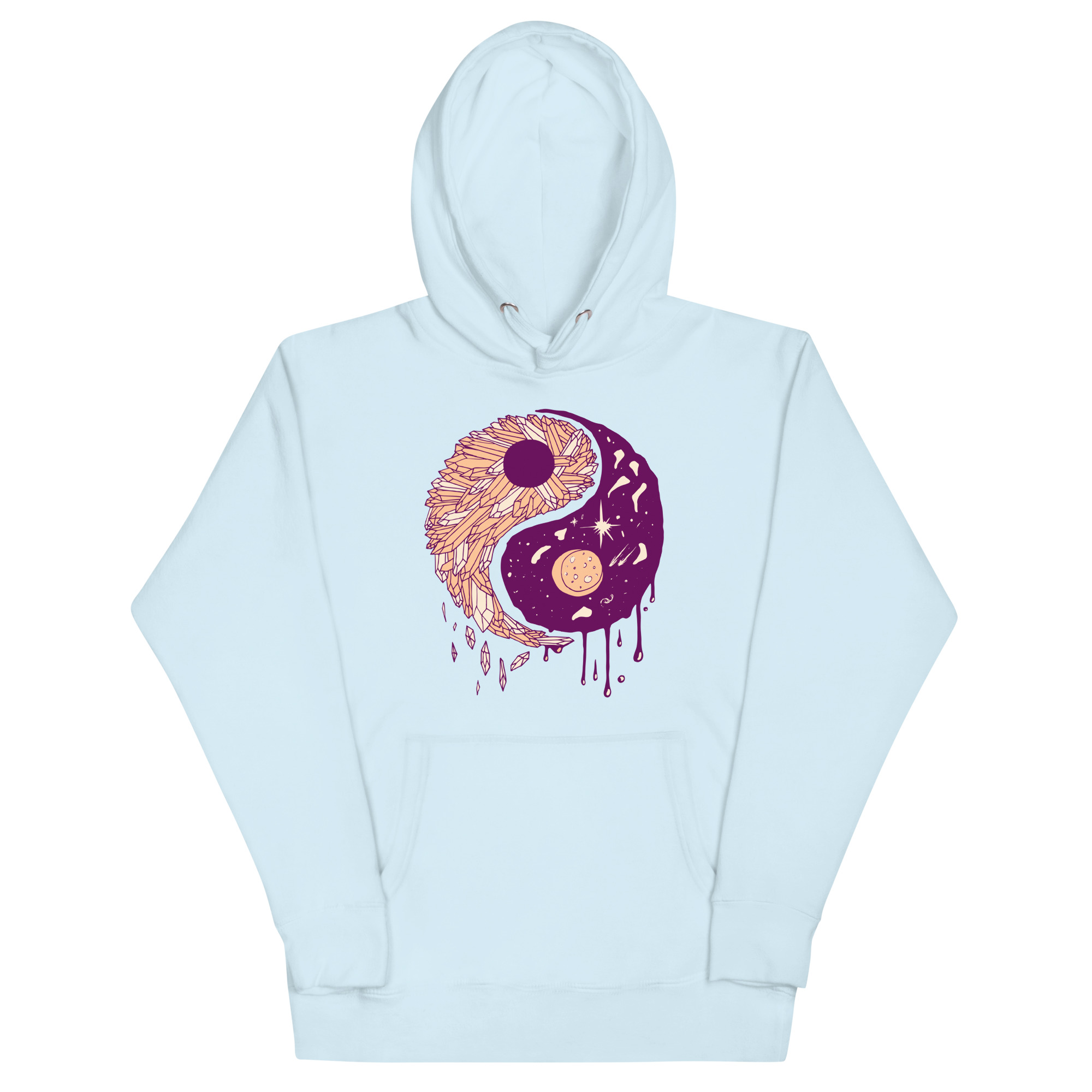 Peach Yin Yang Crystals and Night Sky - Yin Yang Hoodie - Image 6