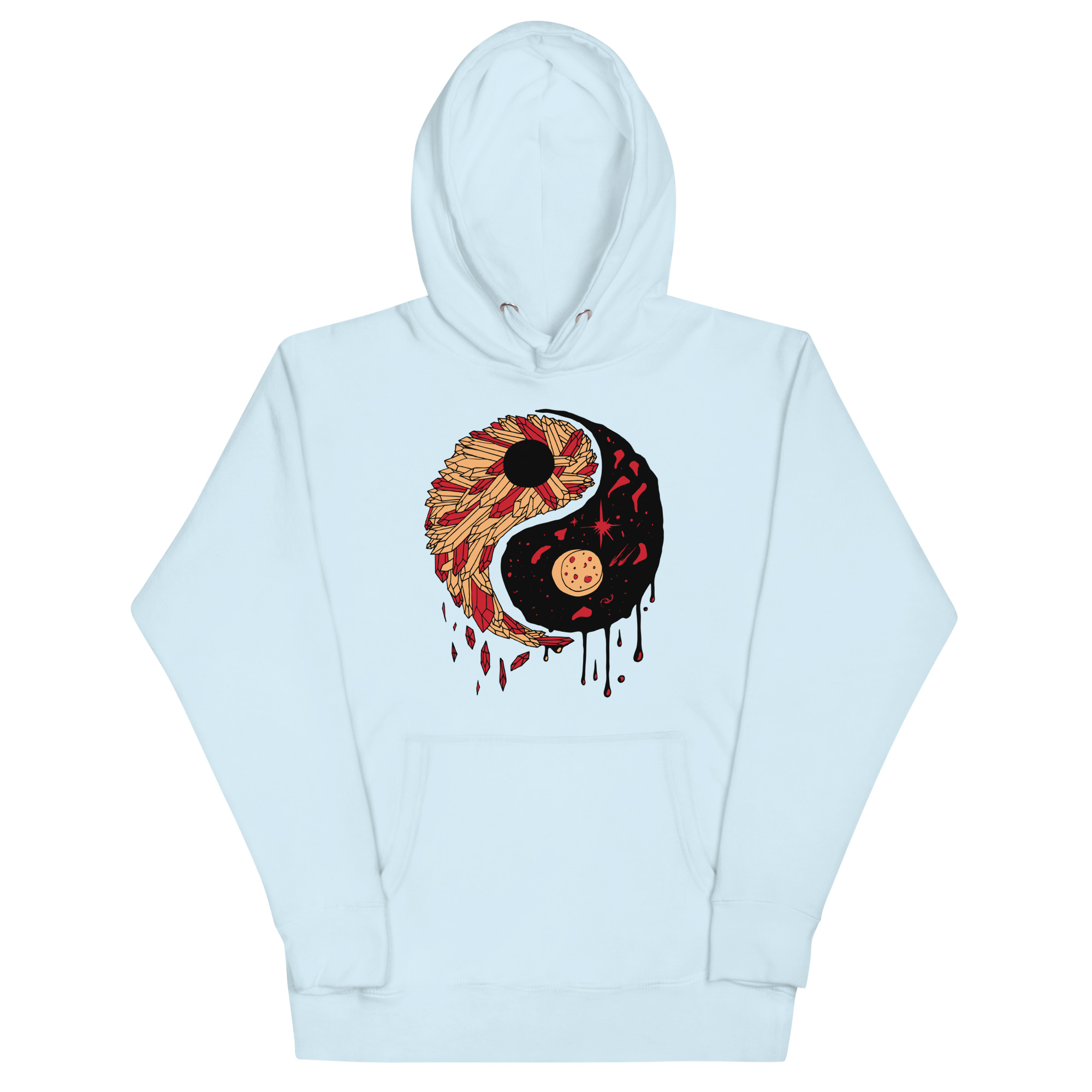 Cream and Red Yin Yang Crystals and Night Sky - Yin Yang Hoodie - Image 6
