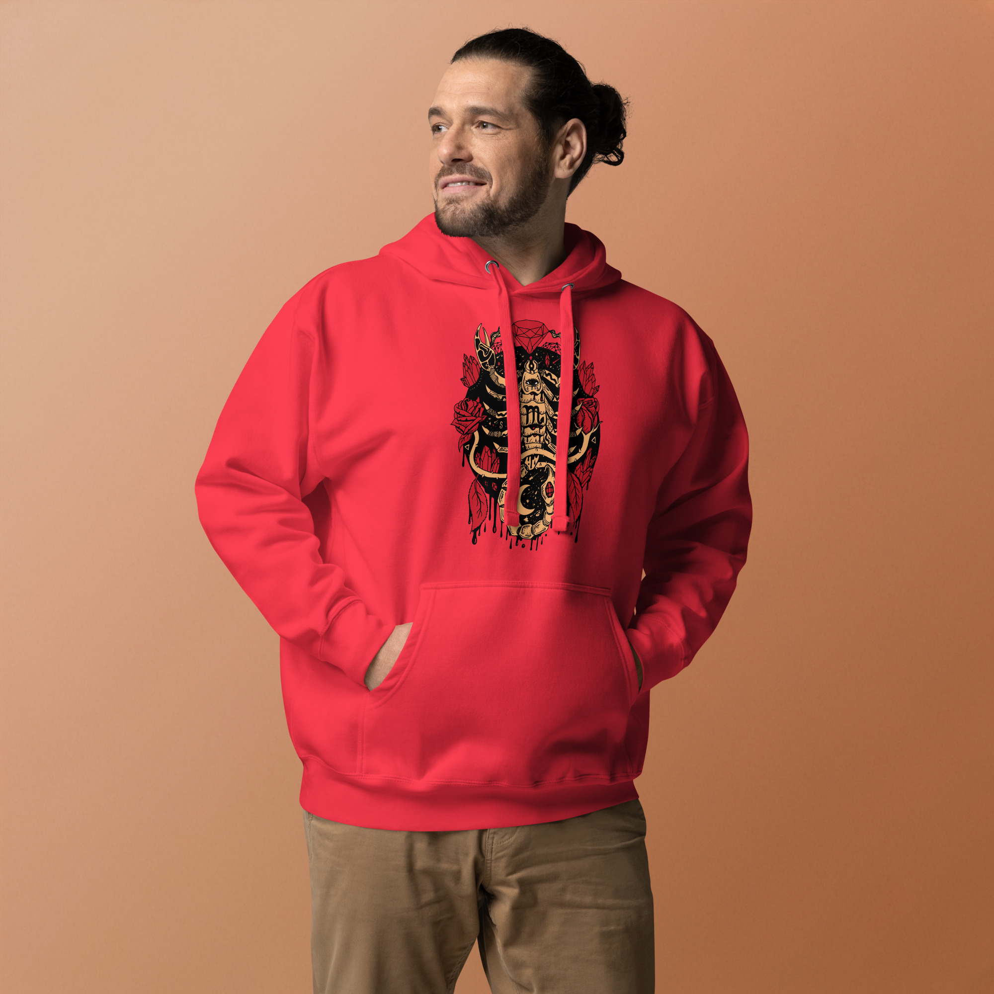 Cream and Red Mystic Scorpio Zodiac - Scorpio Hoodie - Image 2