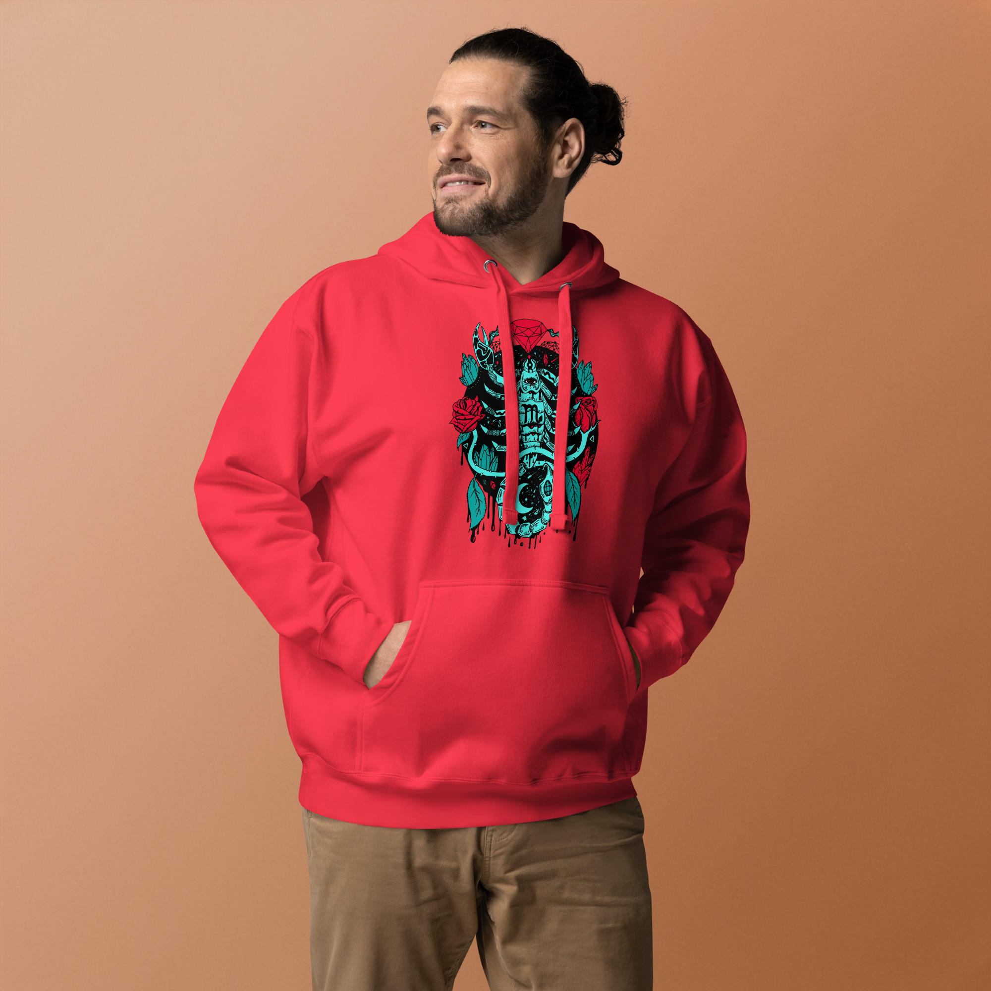 Turquoise Red Mystic Scorpio Zodiac - Scorpio Hoodie - Image 2