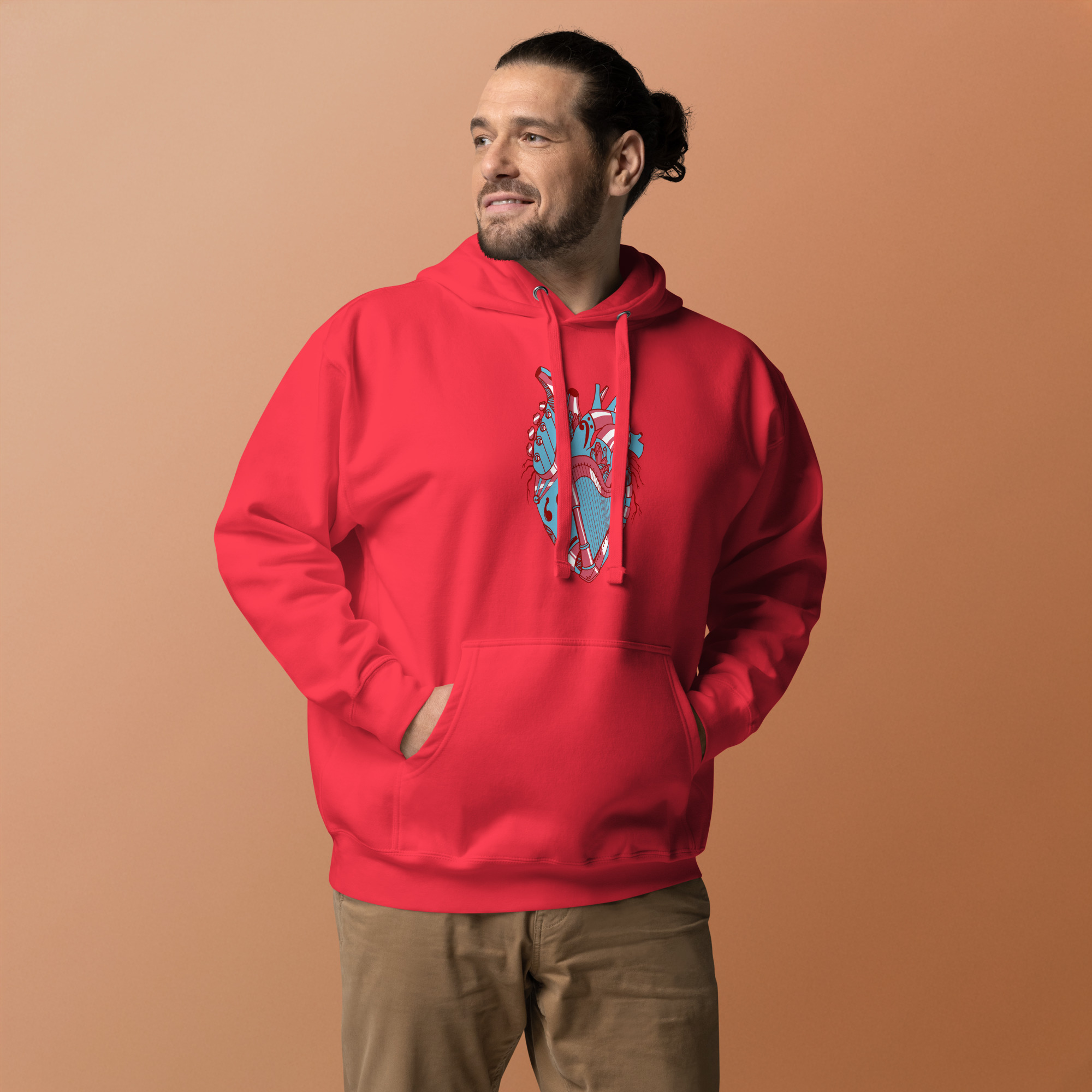 Pastel Blue Musical Heart No. 2 - Human Heart Hoodie - Image 2