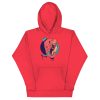 Royal elephant with crown line art illustration on a soft pullover hoodie, shown in multiple colorways including bone and sky blue
