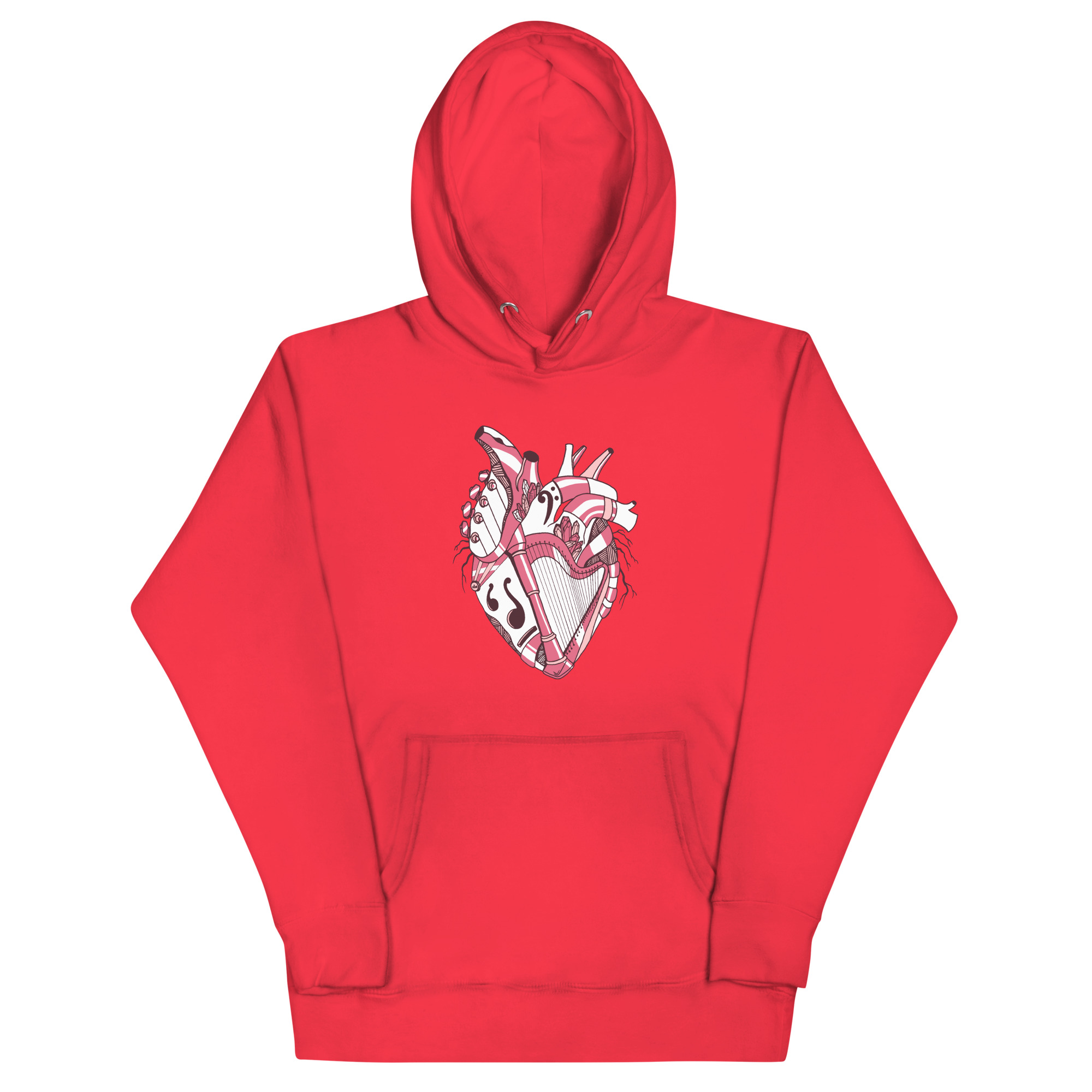 Pink and White Musical Heart No. 2 - Human Heart Hoodie - Image 5