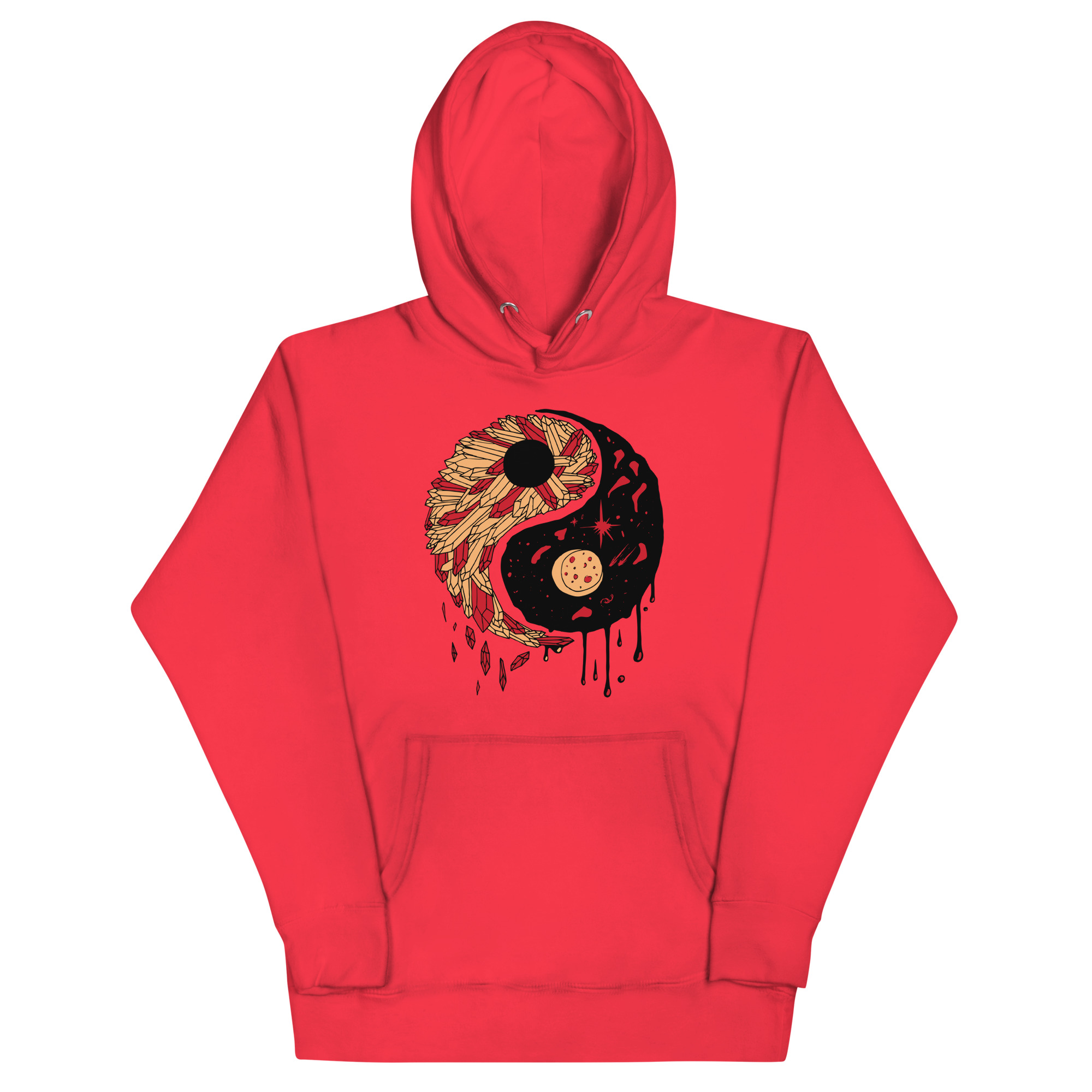 Cream and Red Yin Yang Crystals and Night Sky - Yin Yang Hoodie - Image 5