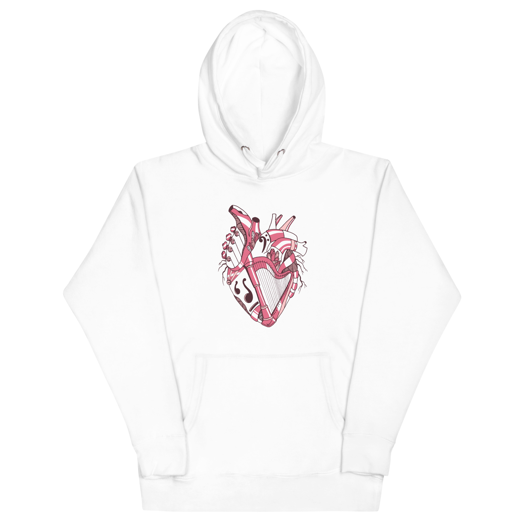 Pink and White Musical Heart No. 2 - Human Heart Hoodie - Image 7