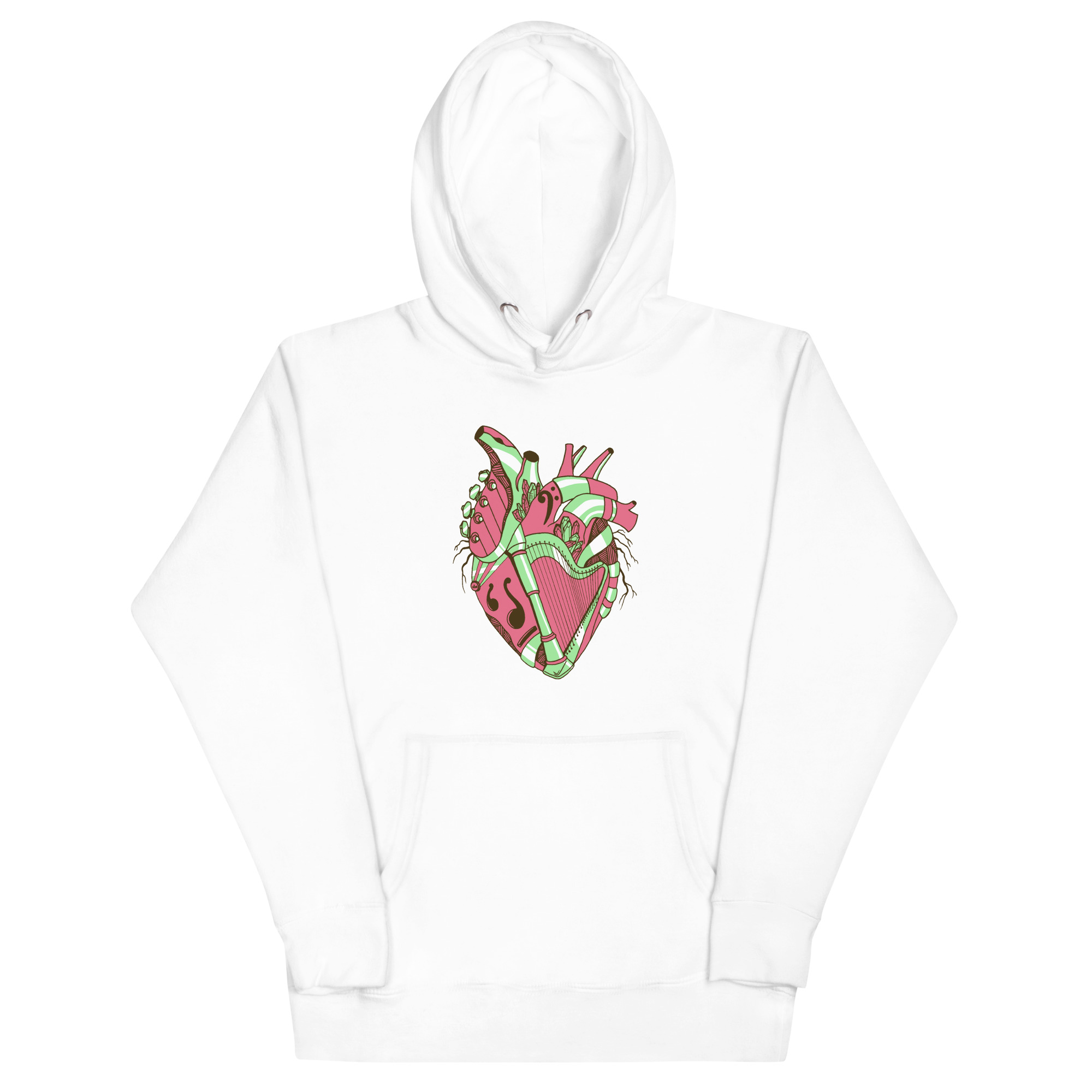 Pink and Green Musical Heart No. 2 - Human Heart Hoodie - Image 7