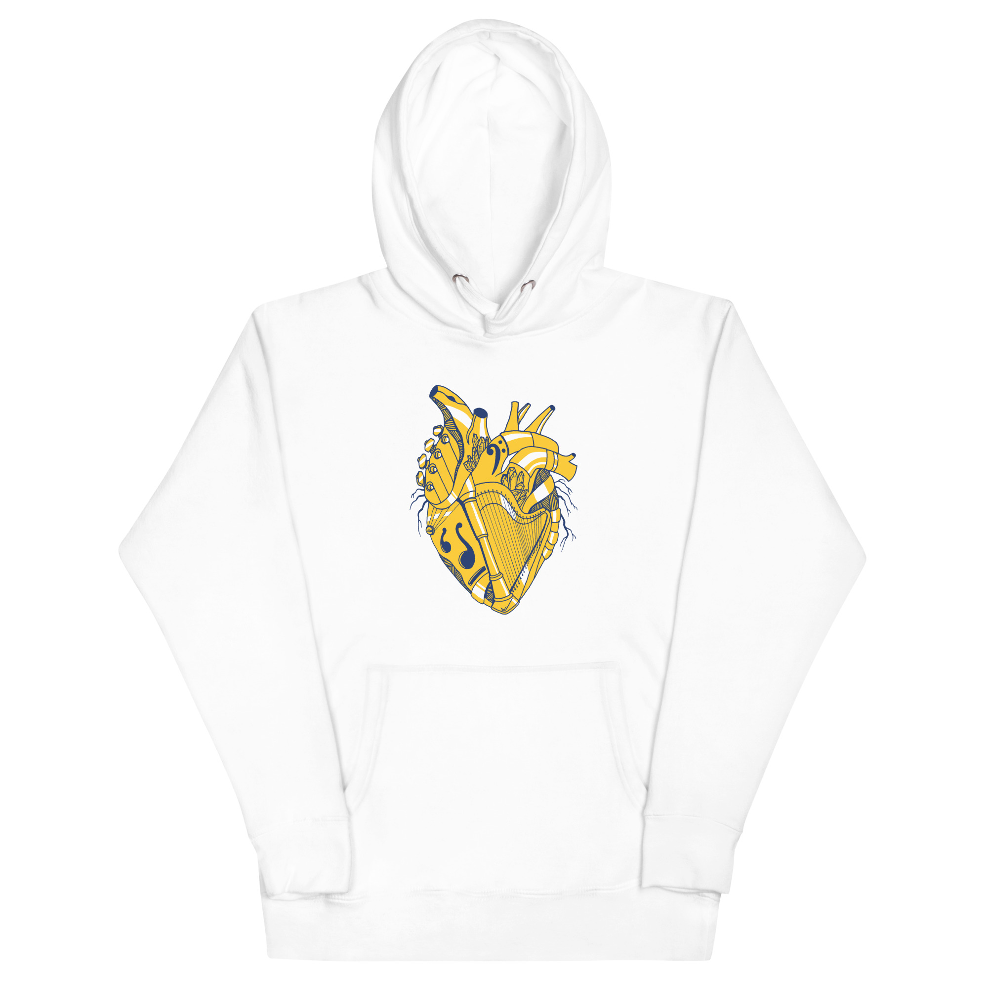 Navy Yellow Musical Heart No. 2 - Human Heart Hoodie - Image 7