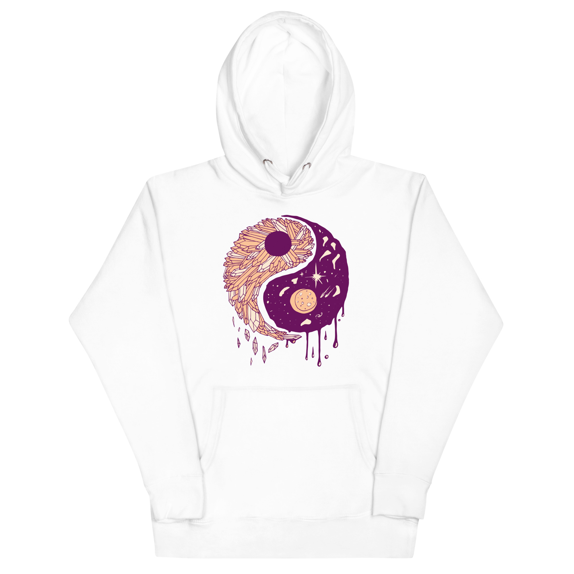 Peach Yin Yang Crystals and Night Sky - Yin Yang Hoodie - Image 7