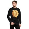 Elephant sweatshirt with a crowned elephant illustration drawing by Kenal Louis, shown in black crew neck fleece