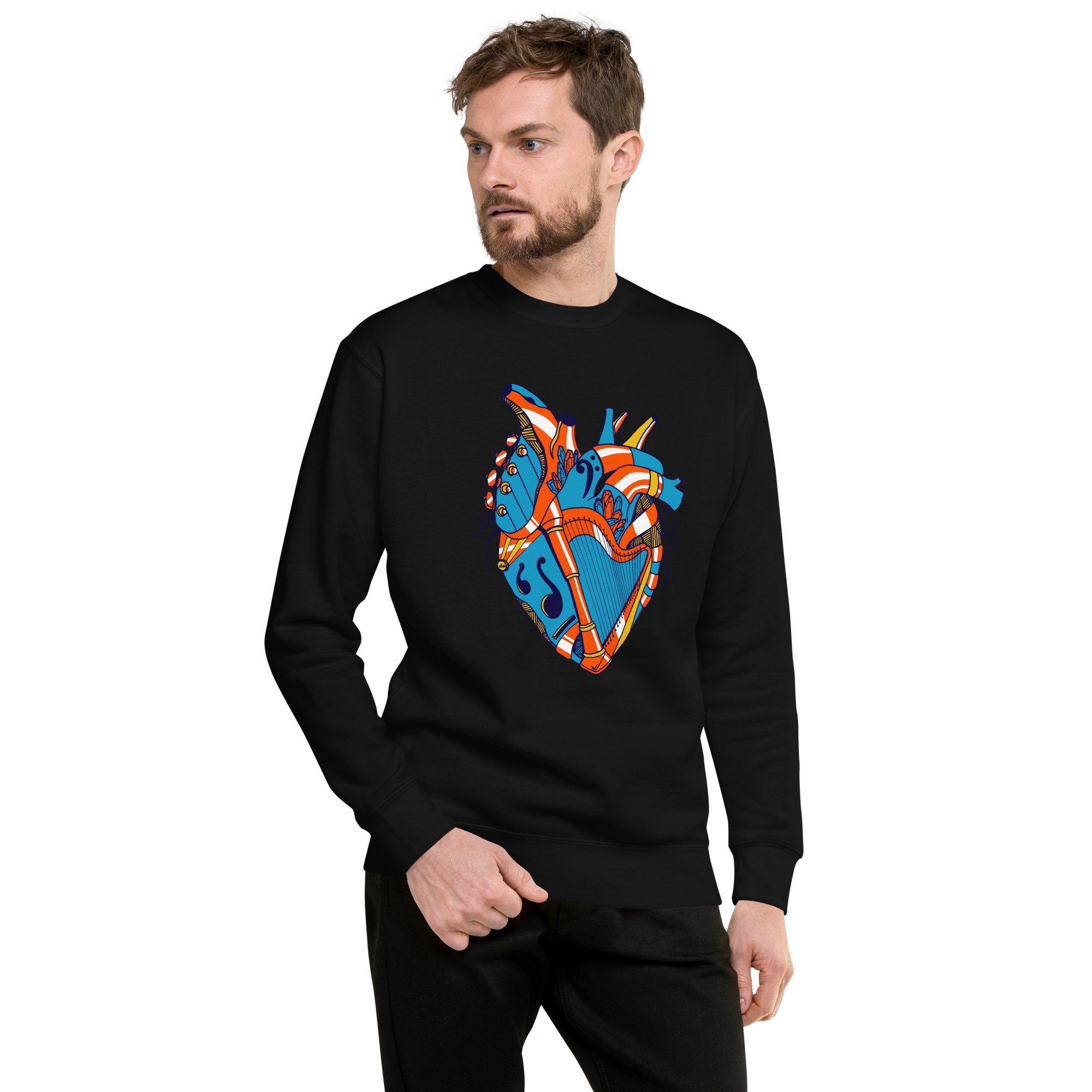 Orange and Blue Musical Heart No. 2 - Human Heart Sweatshirt - Image 2