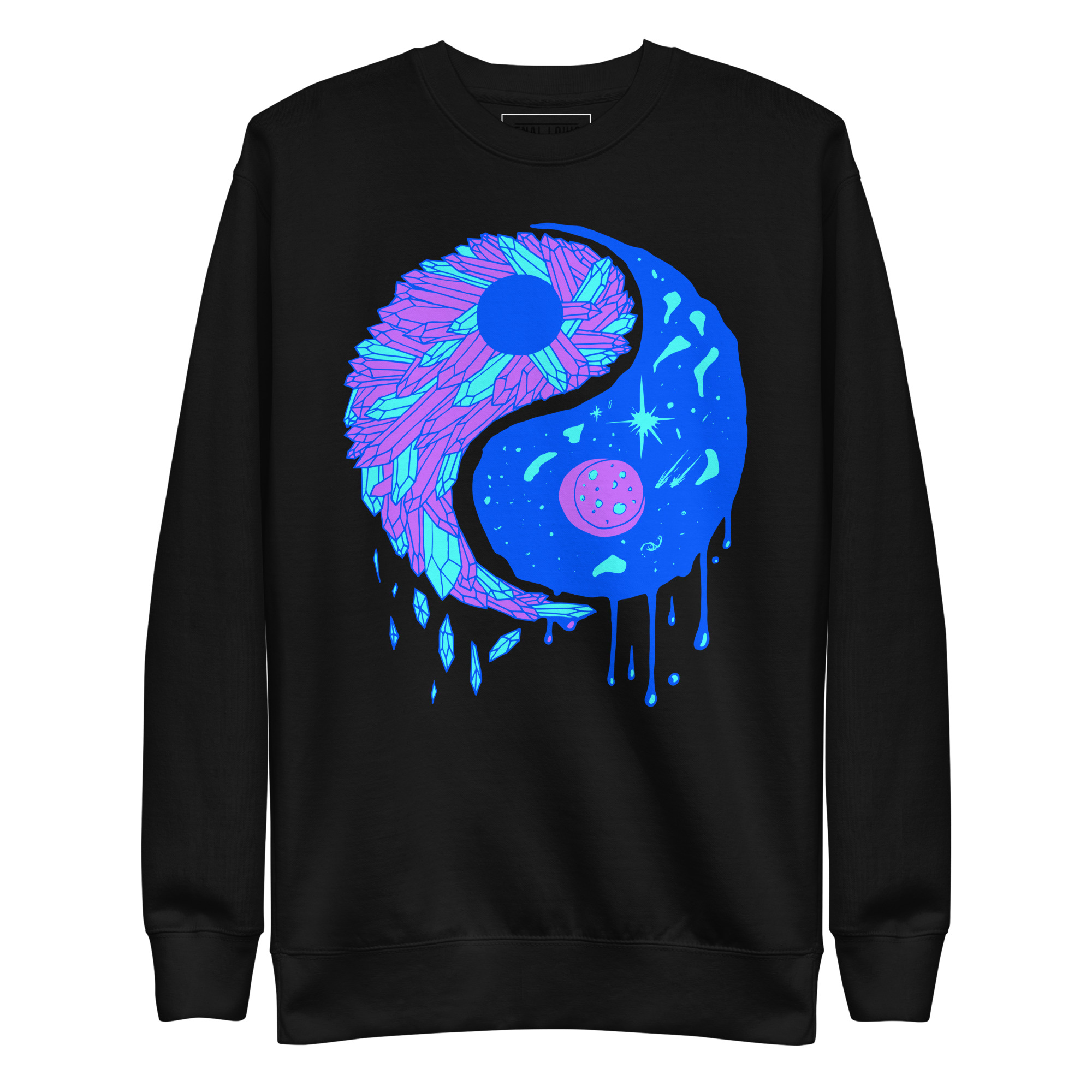 Blue Yin Yang Crystals and Night Sky - Yin Yang Sweatshirt