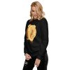 Elephant sweatshirt with a crowned elephant illustration drawing by Kenal Louis, shown in black crew neck fleece