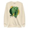 Elephant sweatshirt with a hand-drawn royal crown illustration by Kenal Louis, shown in bone and dusty rose crew neck styles