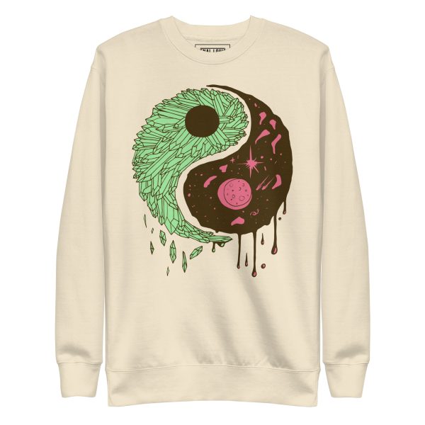 Pink and Green Yin Yang Crystals and Night Sky - Yin Yang Sweatshirt