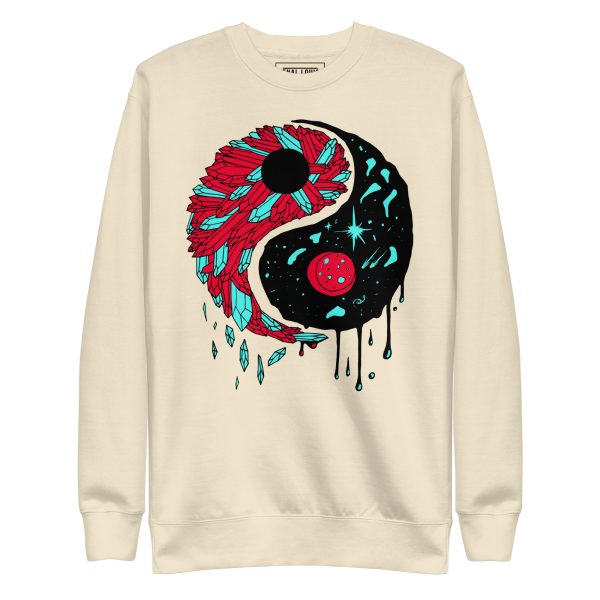 Turquoise Red Yang Crystals and Night Sky - Yin Yang Sweatshirt