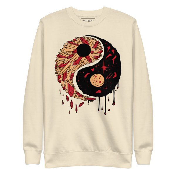 Cream and Red Yin Yang Crystals and Night Sky - Yin Yang Sweatshirt