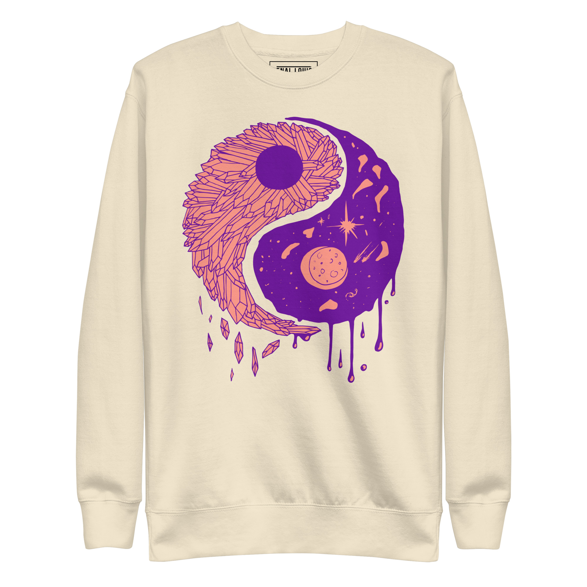Violet Yin Yang Crystals and Night Sky - Yin Yang Sweatshirt