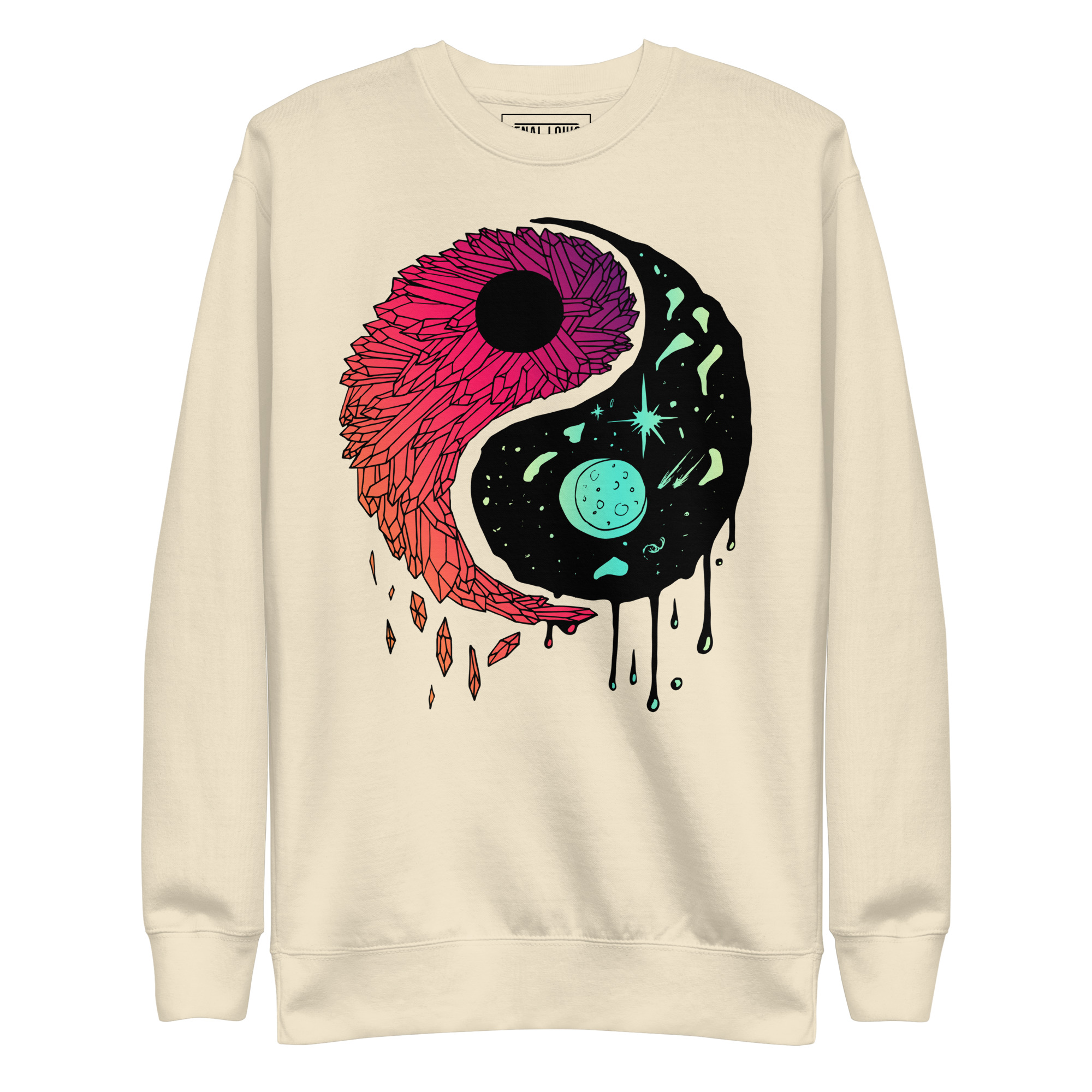Blue Red Blend Yin Yang Crystals and Night Sky - Yin Yang Sweatshirt