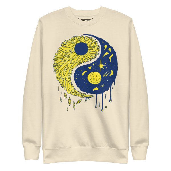 Navy Yellow Yin Yang Crystals and Night Sky - Yin Yang Sweatshirt