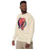Elephant sweatshirt with a crowned elephant crown illustration by Kenal Louis, shown in bone and dusty rose crew neck styles