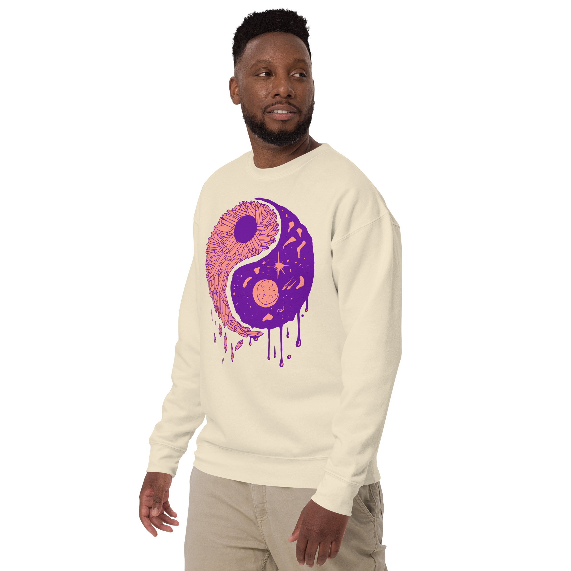 Violet Yin Yang Crystals and Night Sky - Yin Yang Sweatshirt - Image 5