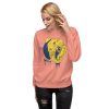 Elephant sweatshirt with a crowned royal elephant line art illustration by Kenal Louis, shown in bone, dusty rose, red, and white colorways