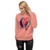 Elephant sweatshirt with a crowned elephant crown illustration by Kenal Louis, shown in bone and dusty rose crew neck styles