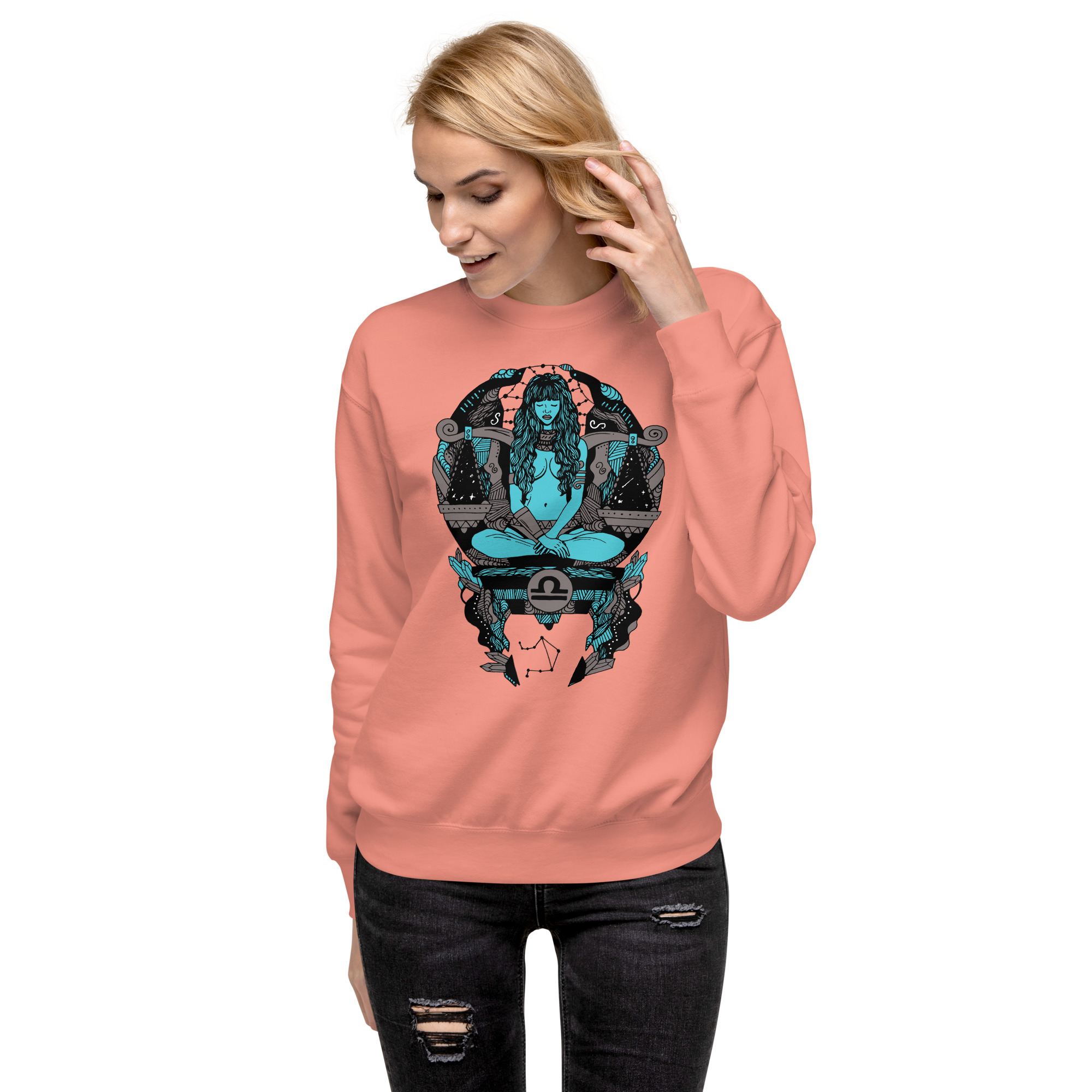 Blue and Grey Libra Beauty - Libra Sweatshirt - Image 4