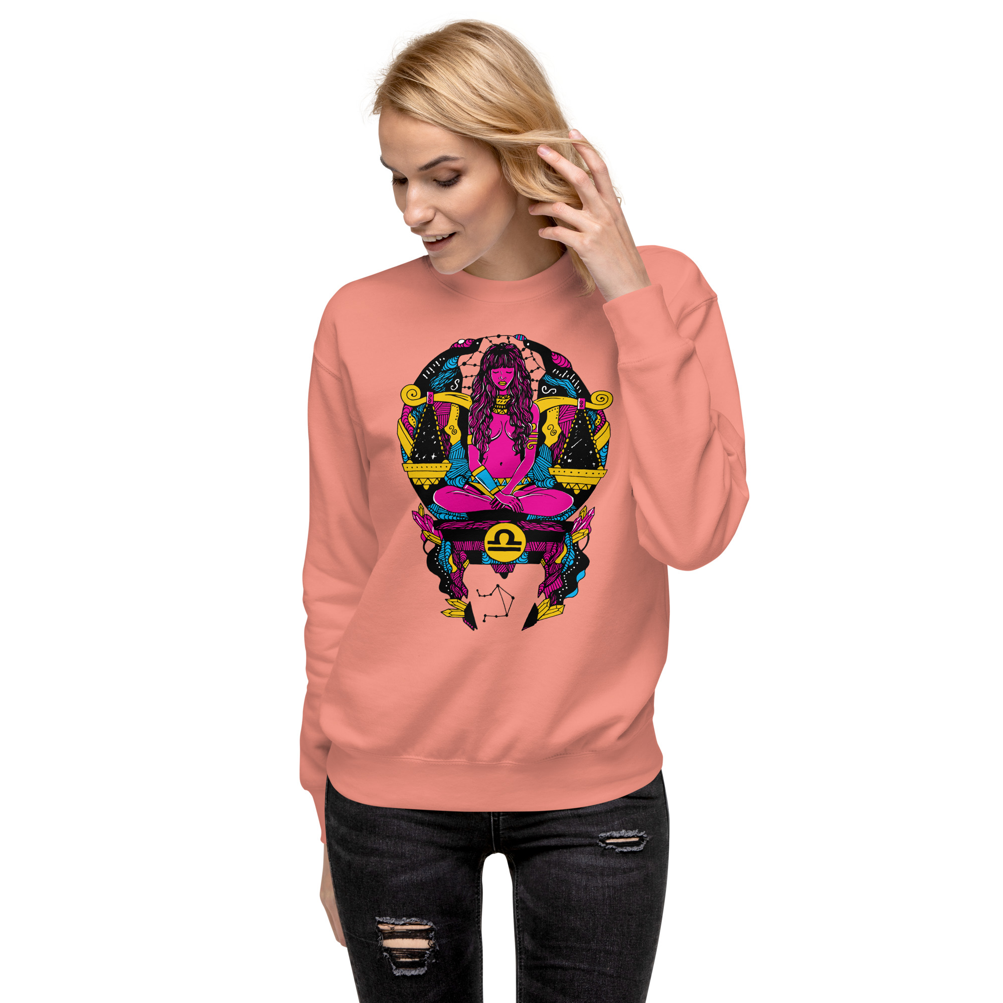 CMYK Libra Beauty Libra Sweatshirt – Zodiac Fleece Top - Image 4