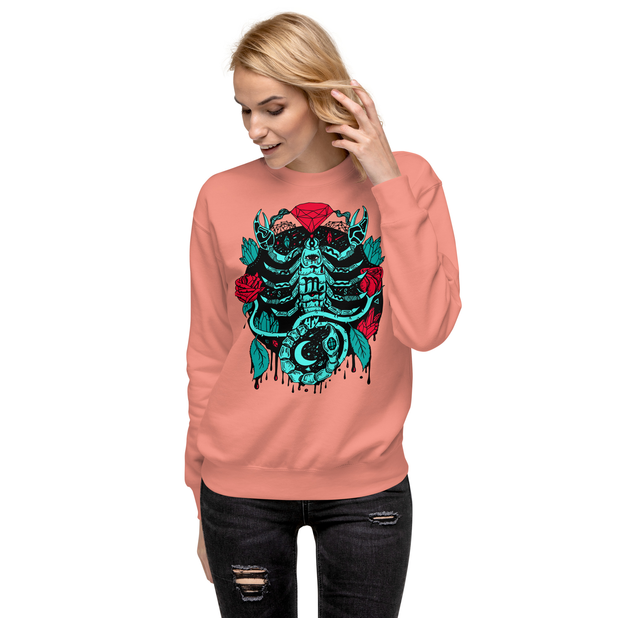 Turquoise Red Mystic Scorpio Zodiac - Scorpio Sweatshirt - Image 4