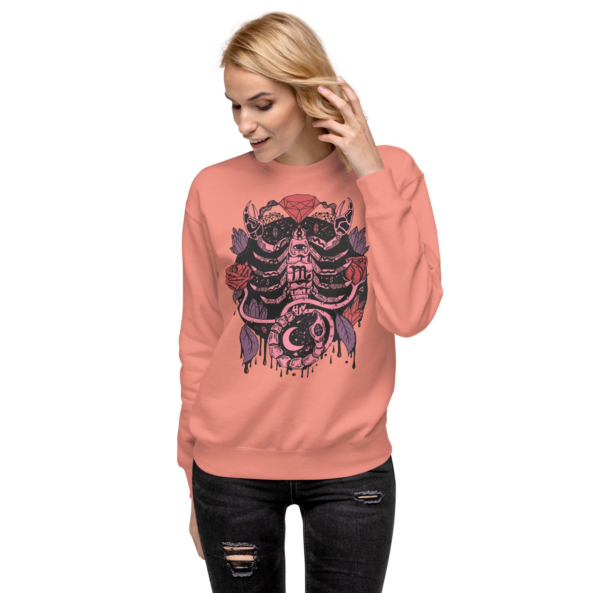Amber and Rose Mystic Scorpio Zodiac - Scorpio Sweatshirt - Image 4