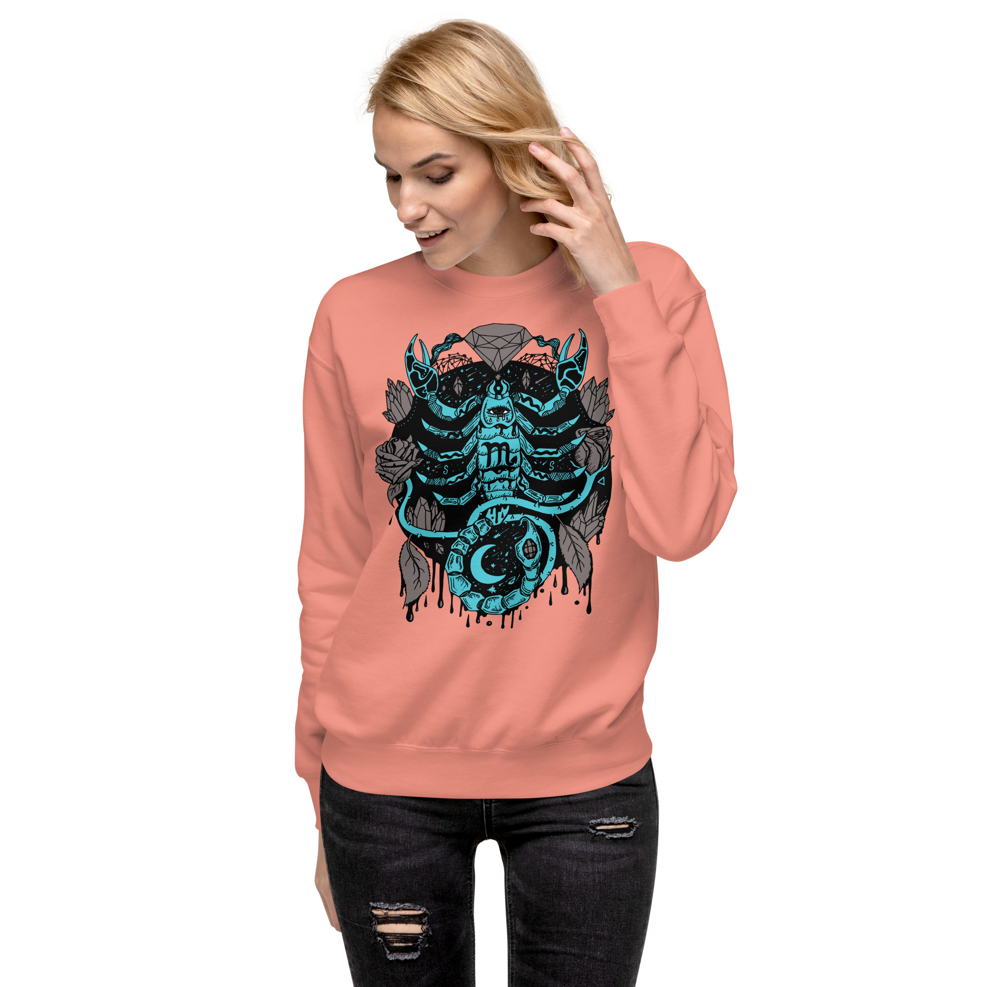 Blue and Grey Mystic Scorpio Zodiac - Scorpio Sweatshirt - Image 4
