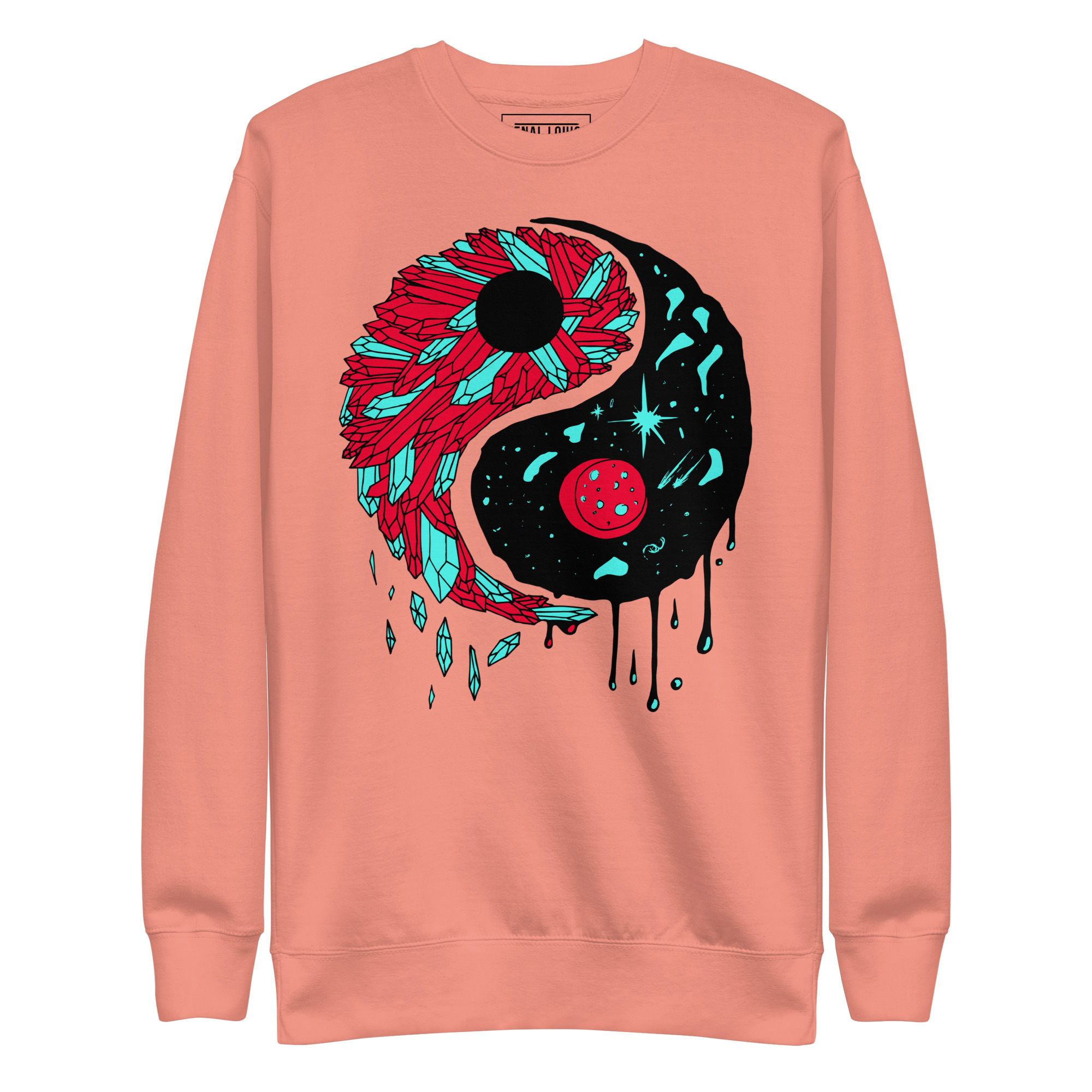 Turquoise Red Yang Crystals and Night Sky - Yin Yang Sweatshirt - Image 7