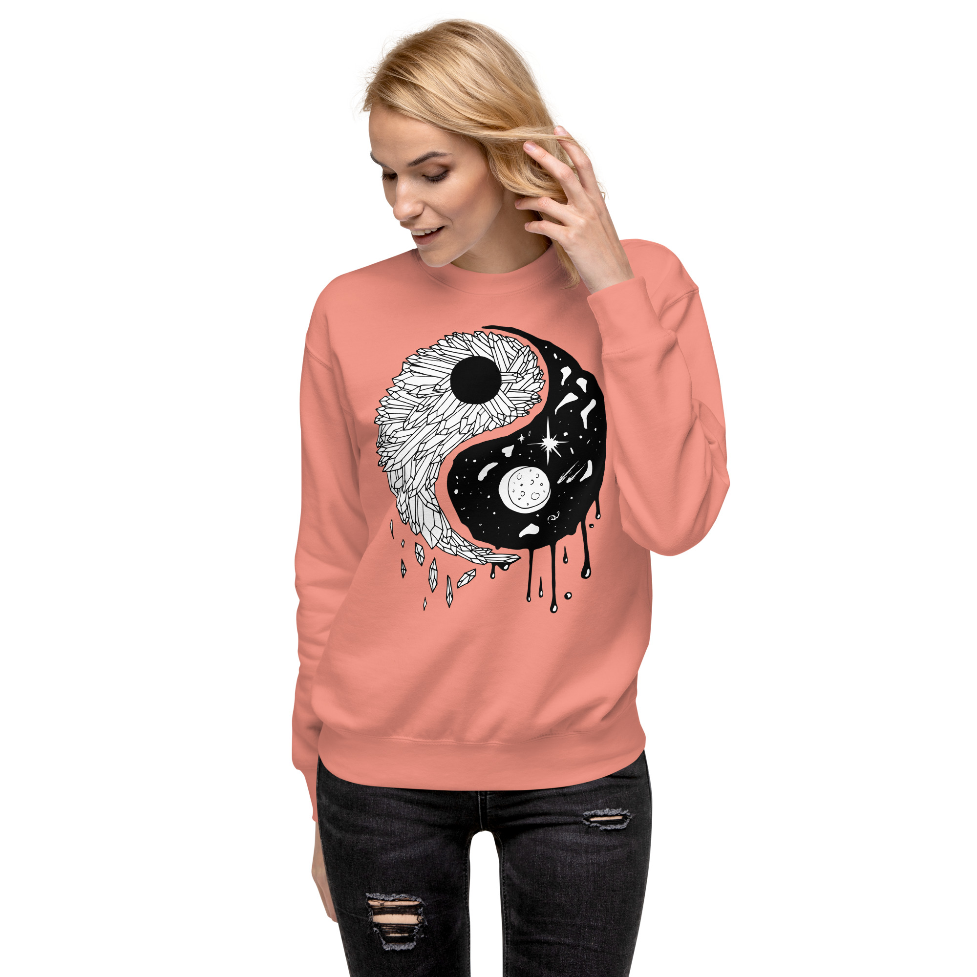 Yin Yang Crystals and Night Sky - Yin Yang Sweatshirt - Image 4