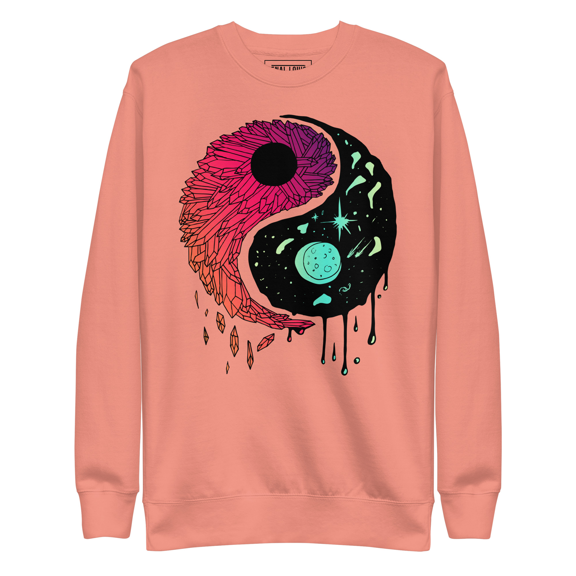 Blue Red Blend Yin Yang Crystals and Night Sky - Yin Yang Sweatshirt - Image 7