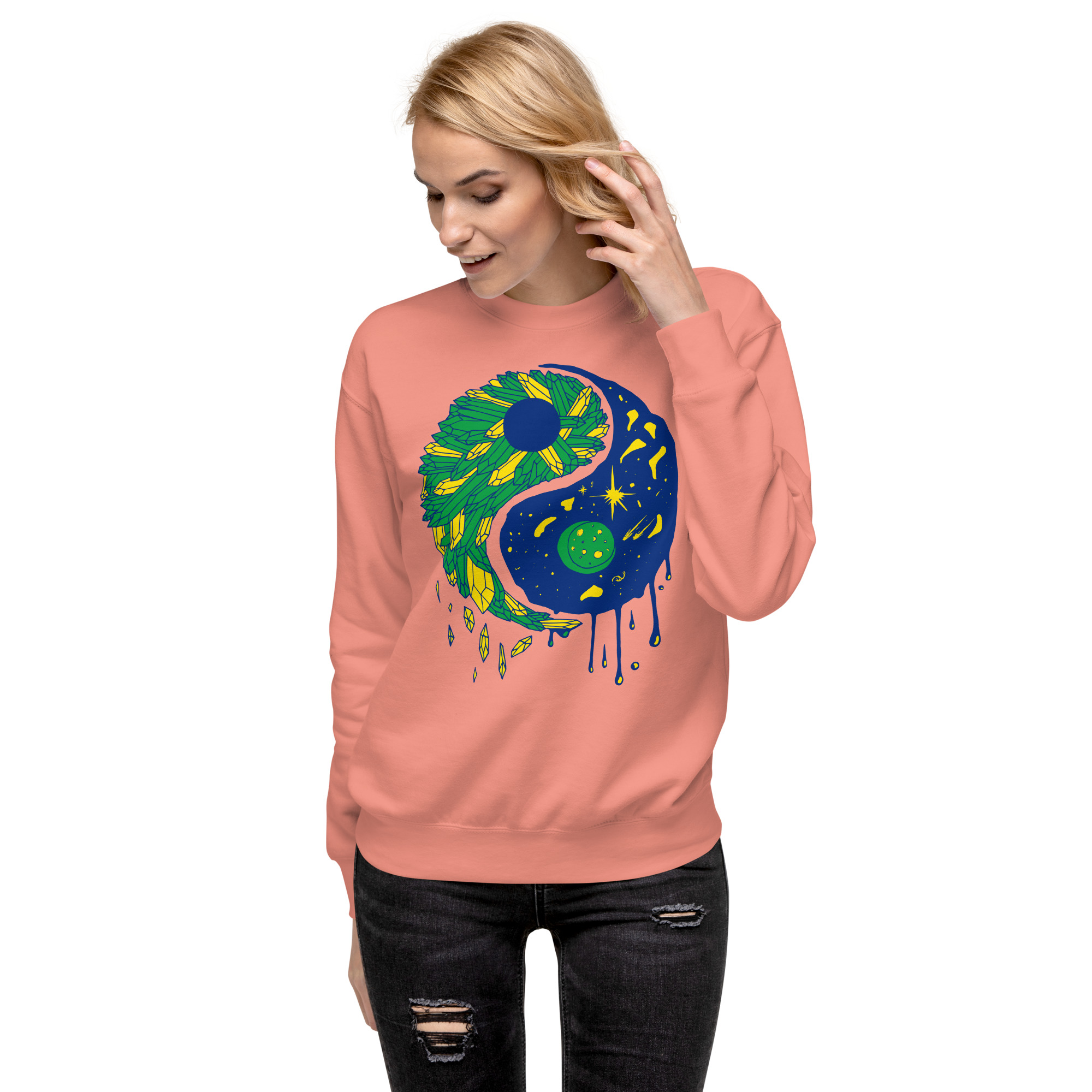 Brasil Yin Yang Crystals and Night Sky - Yin Yang Sweatshirt - Image 4