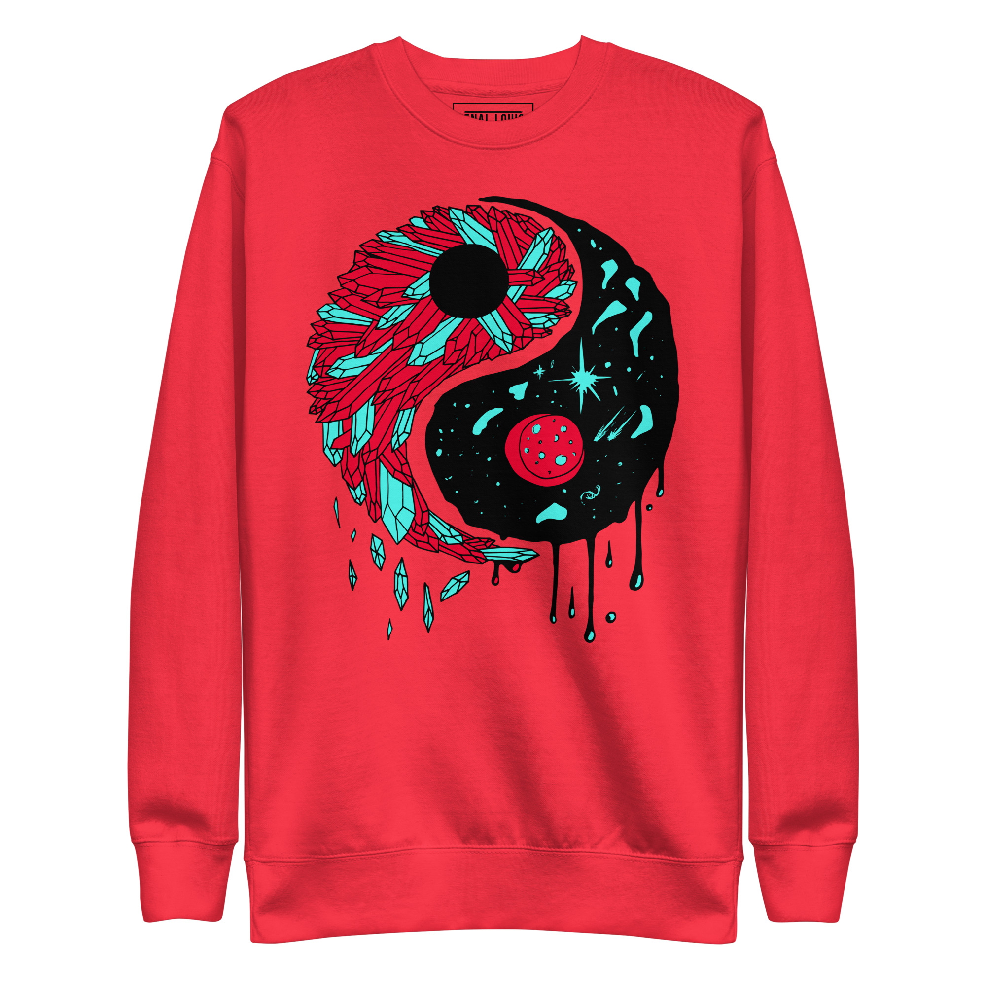 Turquoise Red Yang Crystals and Night Sky - Yin Yang Sweatshirt - Image 6