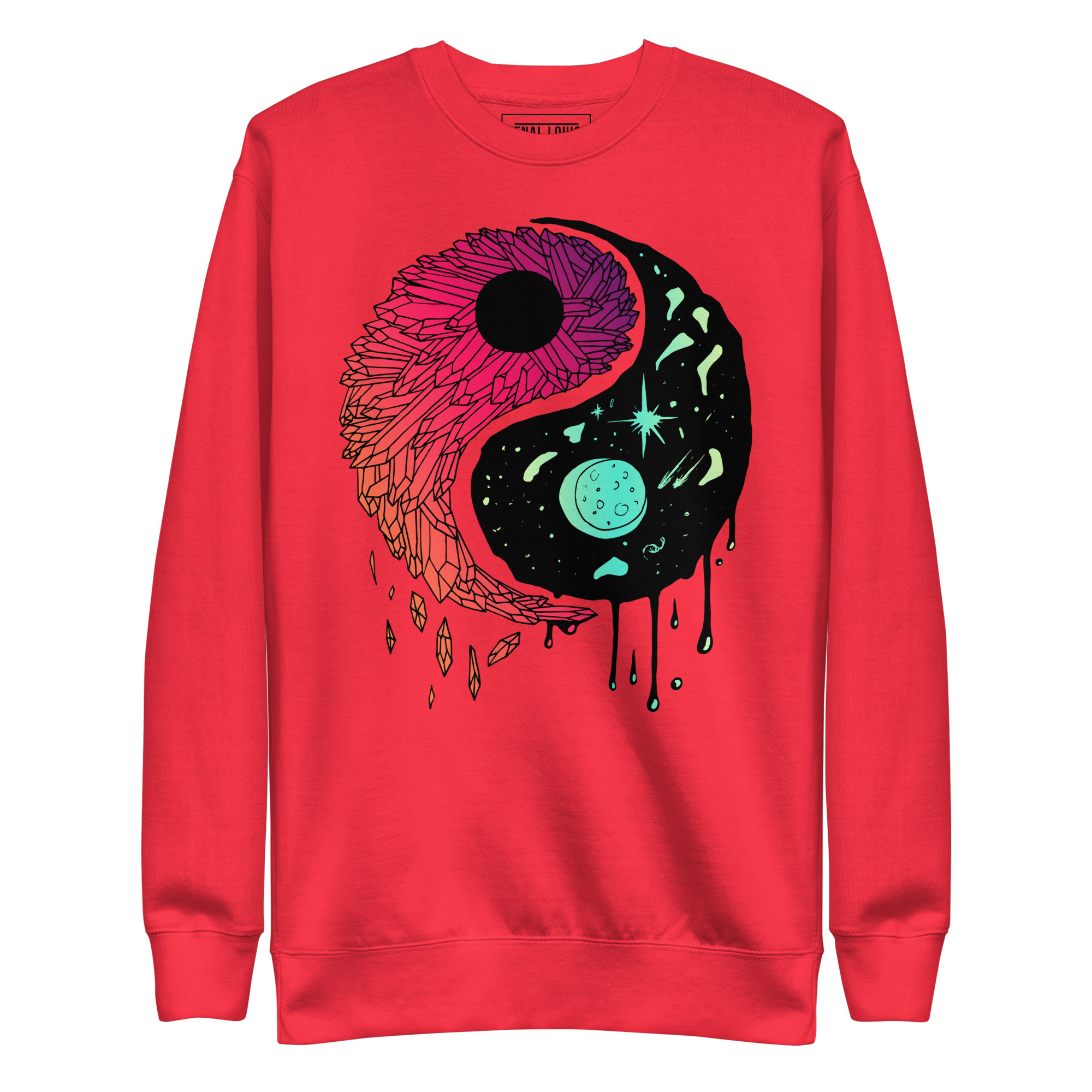 Blue Red Blend Yin Yang Crystals and Night Sky - Yin Yang Sweatshirt - Image 6