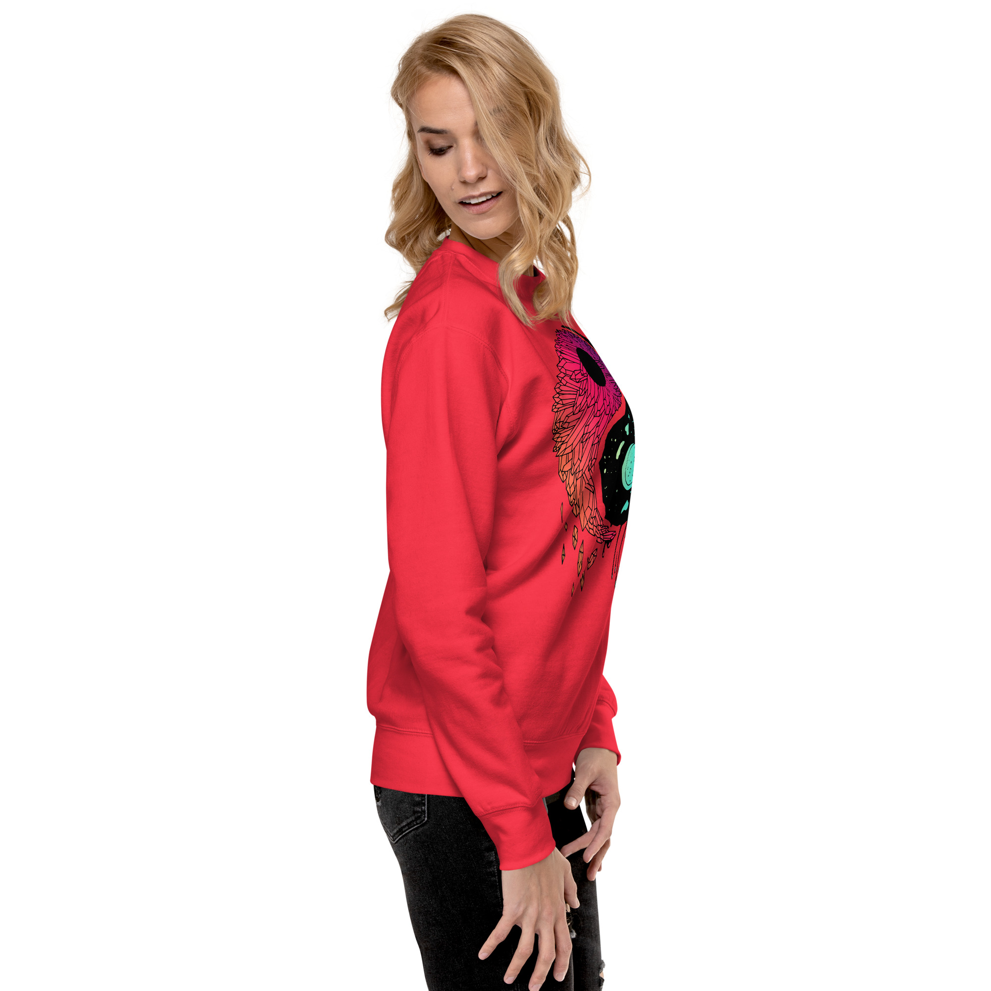 Blue Red Blend Yin Yang Crystals and Night Sky - Yin Yang Sweatshirt - Image 2