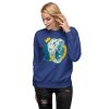 Elephant sweatshirt with original crowned elephant illustration by Kenal Louis, shown in black crewneck fleece
