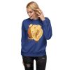 Elephant sweatshirt with a crowned elephant illustration drawing by Kenal Louis, shown in black crew neck fleece