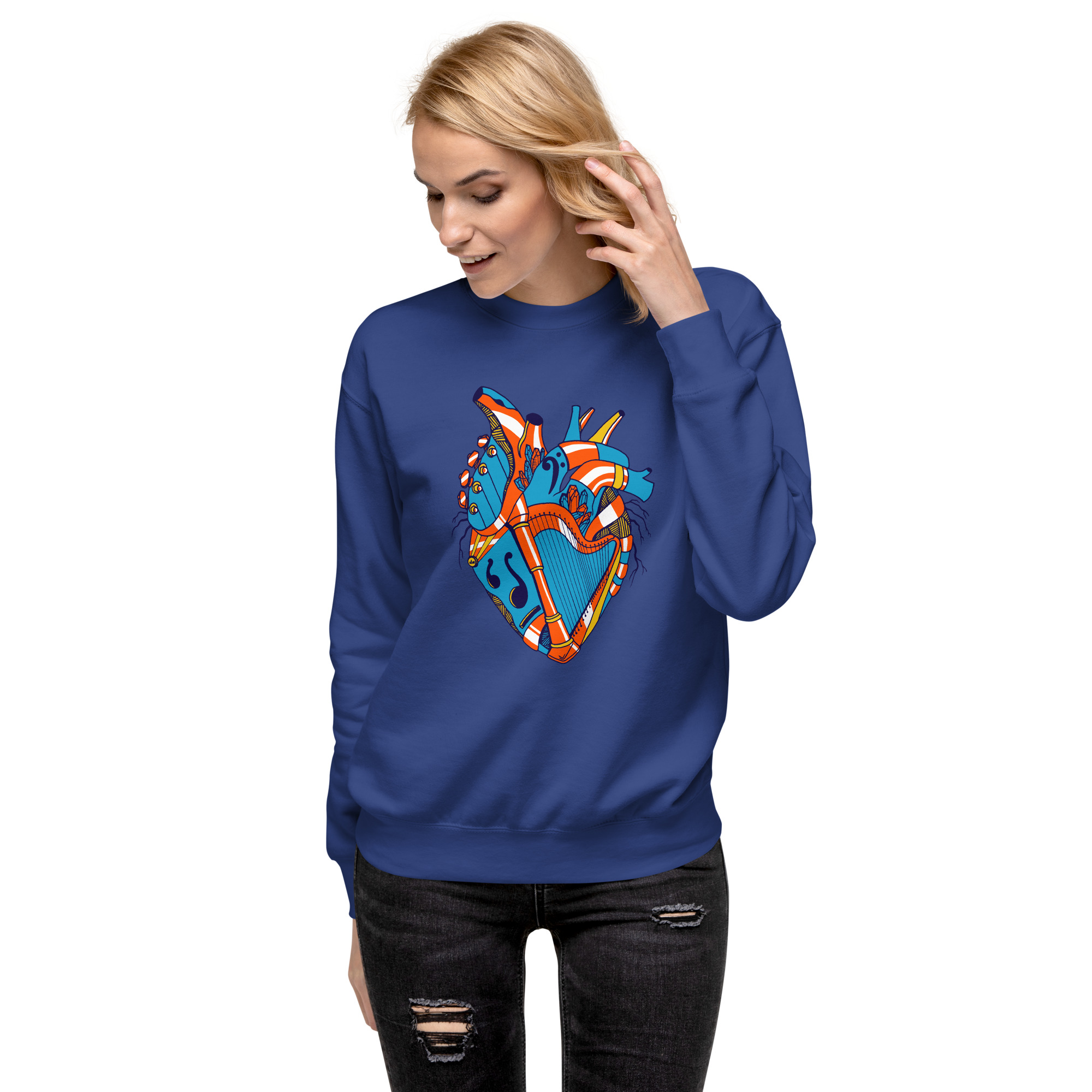 Orange and Blue Musical Heart No. 2 - Human Heart Sweatshirt - Image 4